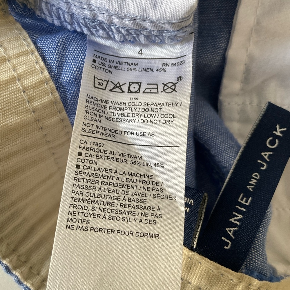 Janie and Jack Linen Blend Blue Elastic-Waist Pants - Picture 9 of 9